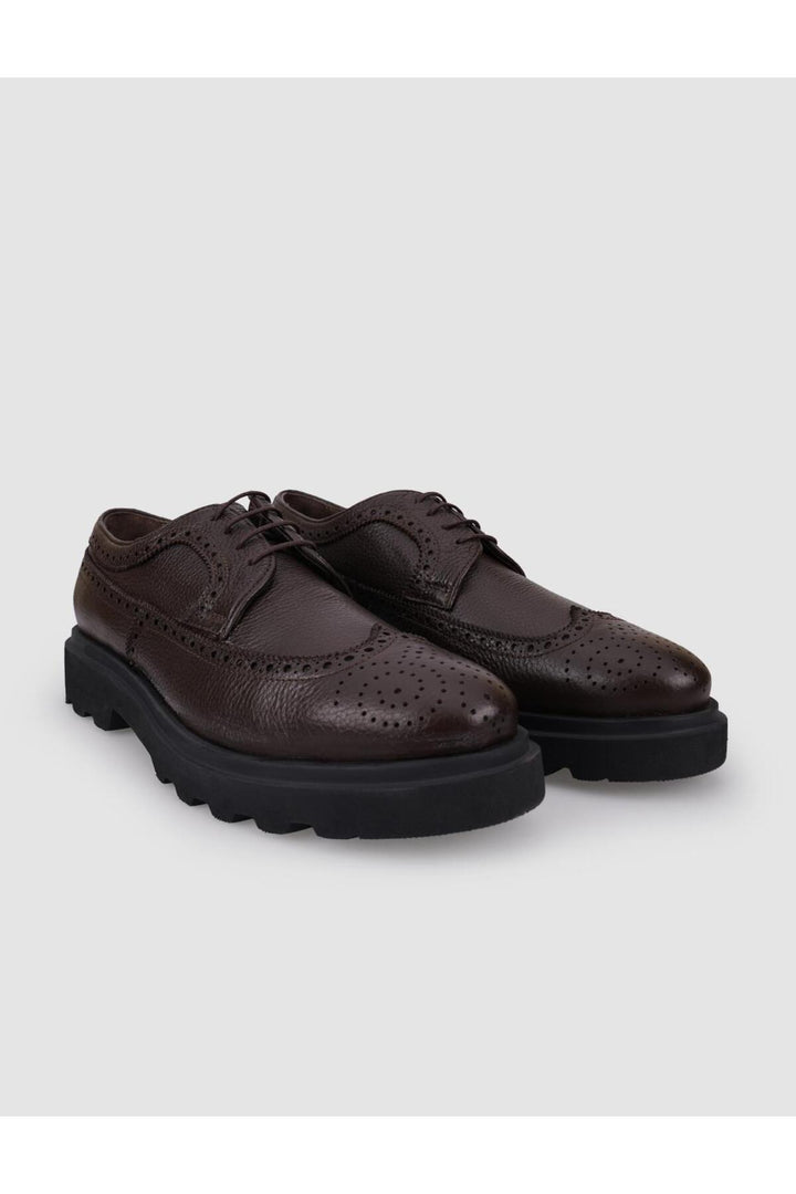 Cabani Shoes Chaussures de ville pour hommes en cuir véritable 100 % marron à lacets - Marron