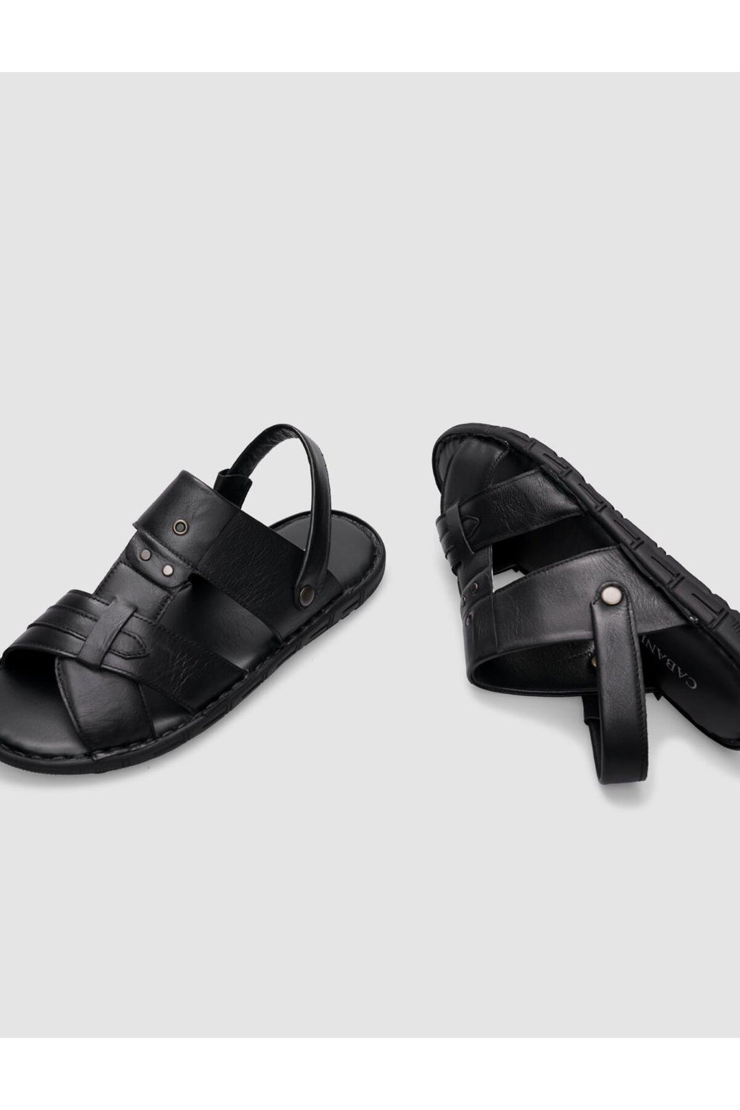 Cabani Shoes Sandales quotidiennes pour hommes en cuir véritable noir 100% - Multicolore