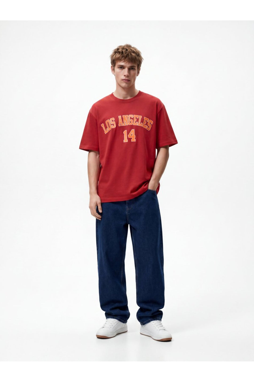 LTB T-shirt rouge relaxed imprimé Los Angeles - Rouge