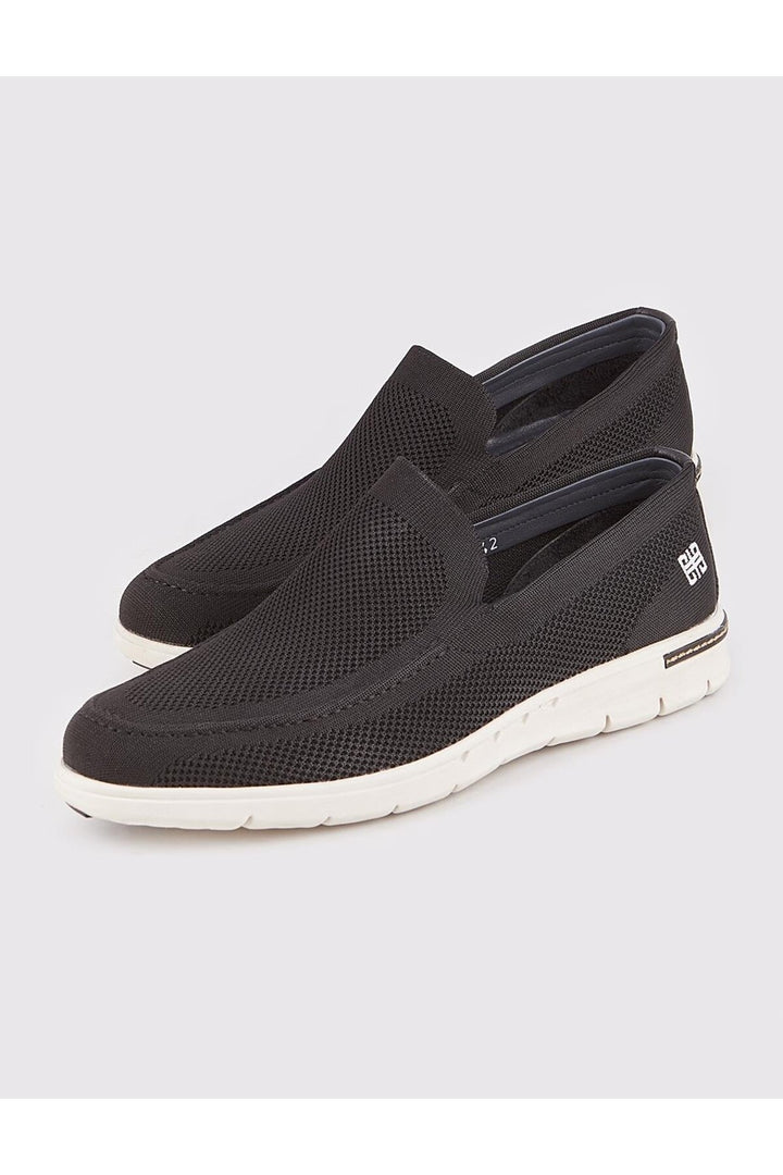 Cabani Shoes Chaussures de ville pour hommes en tricot noir à semelle blanche - Multicolore