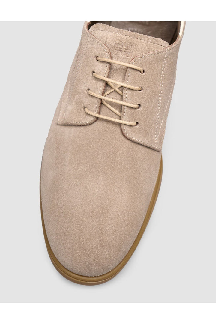 Cabani Shoes Chaussures pour hommes en cuir véritable de veau avec lacets en suède beige. - Beige