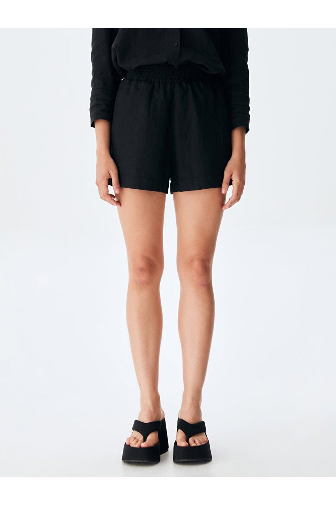 LTB Short gris aspect lin avec poches