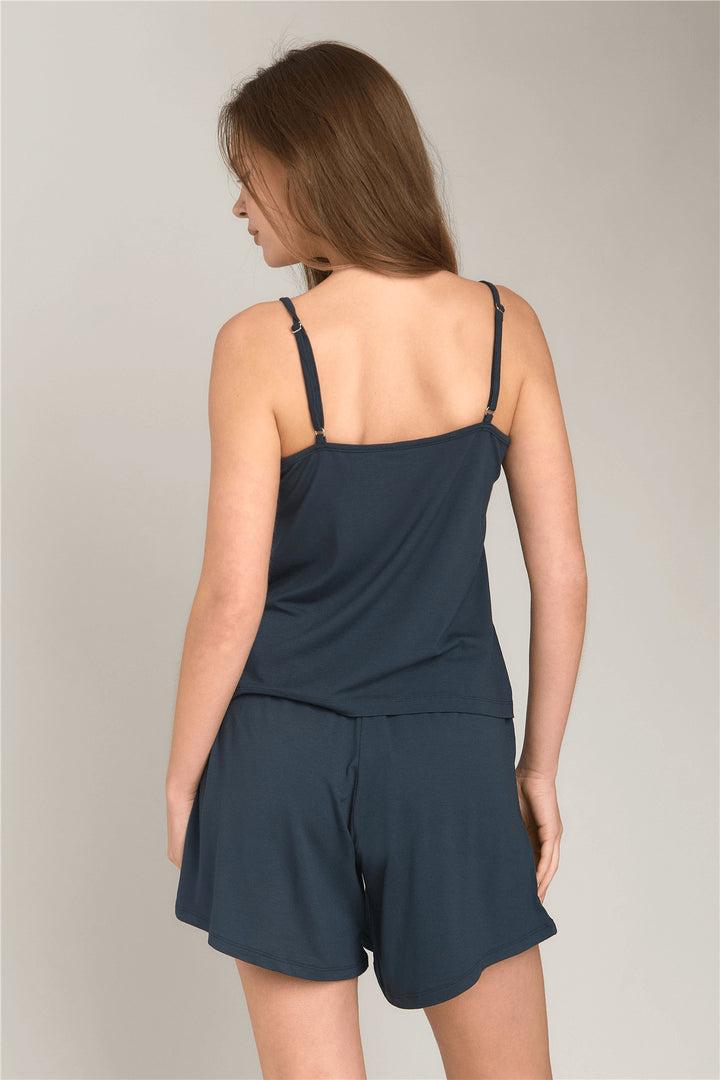 Lovely Things Short pyjama en tricot fendu ELLA - Bas - Anthracite