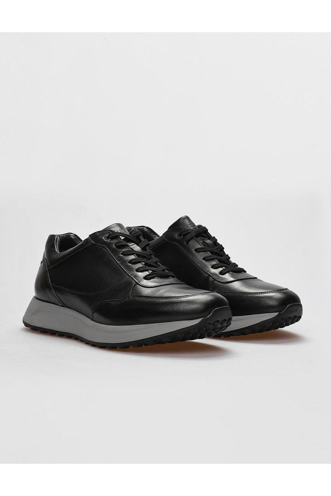Cabani Shoes Chaussures de sport pour hommes en cuir véritable noires à lacets - Noir
