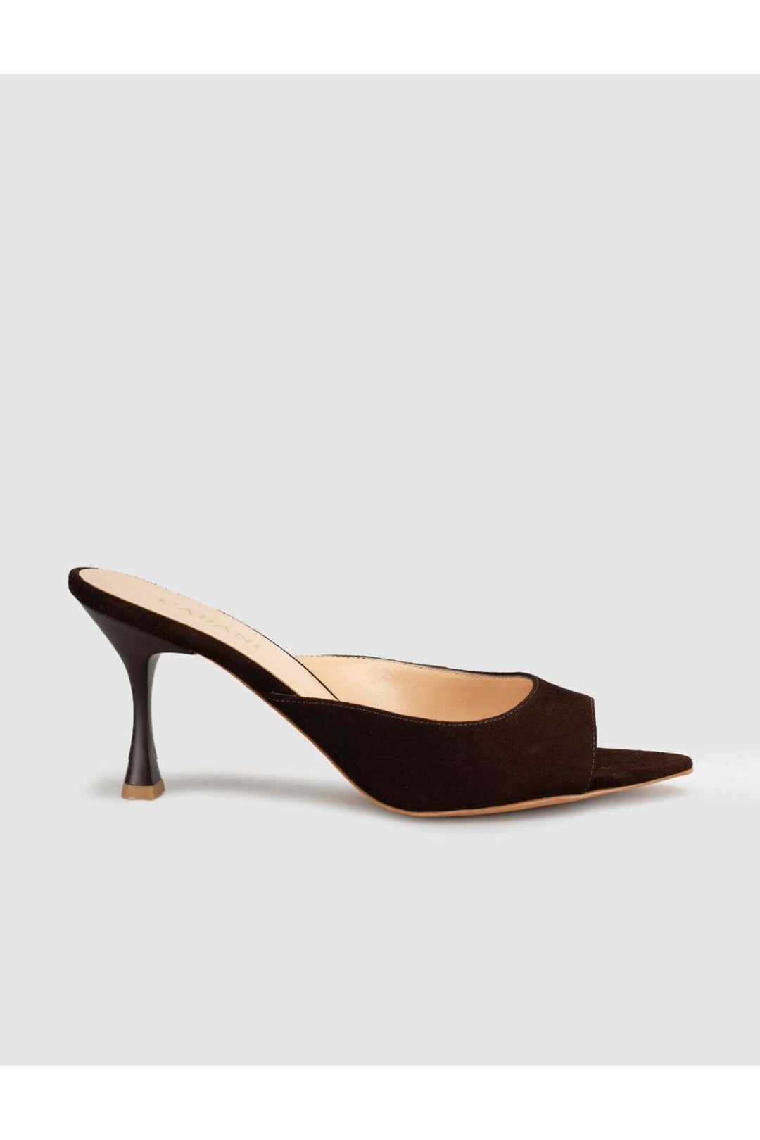 Cabani Shoes Sandales pour femmes en cuir véritable de veau, à talon fin, au design élégant, couleur marron. - Marron