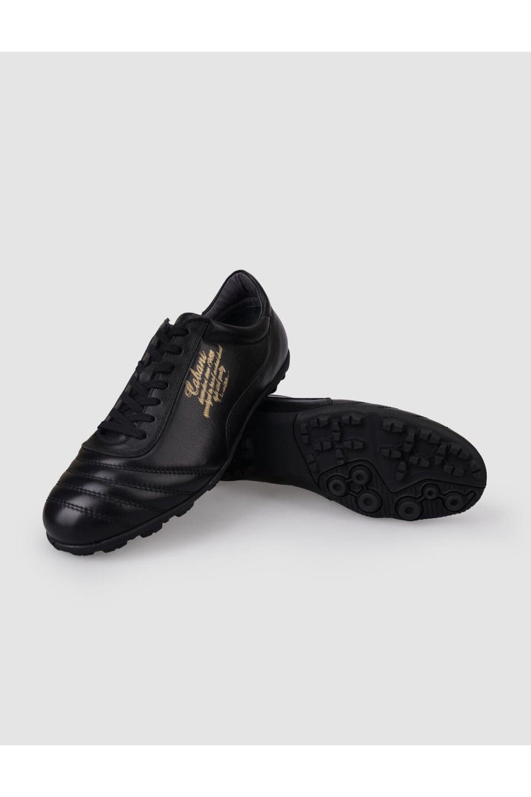 Cabani Shoes Chaussures de football pour hommes en cuir véritable noir à lacets 100% - Multicolore