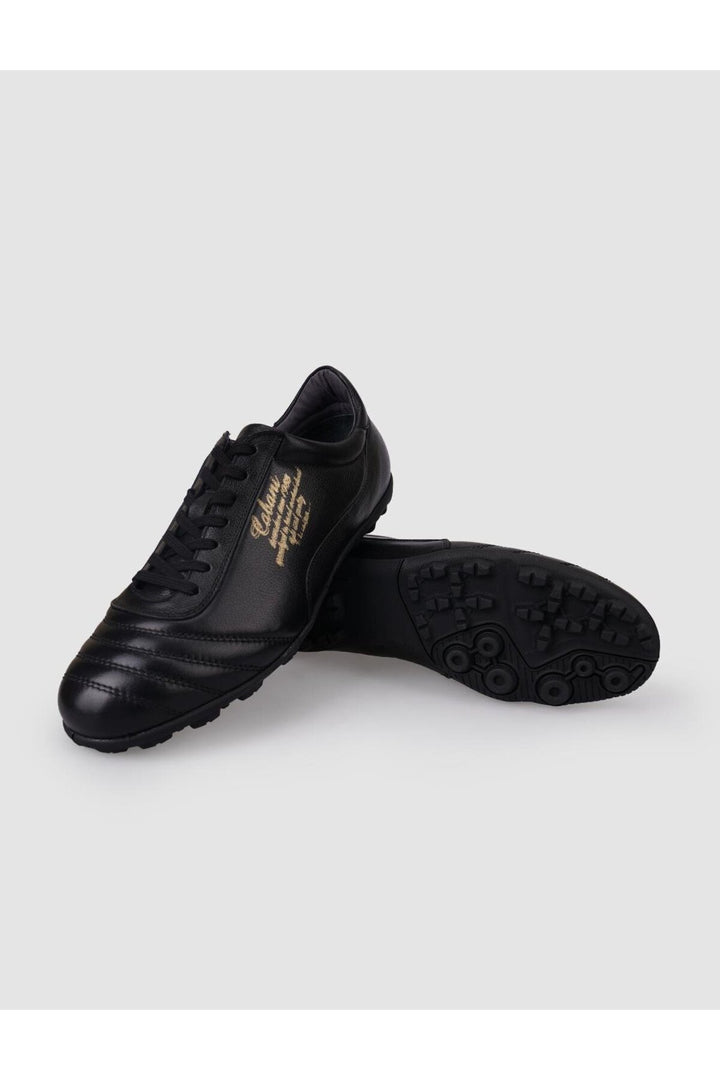 Cabani Shoes Chaussures de football pour hommes en cuir véritable noir à lacets 100% - Multicolore
