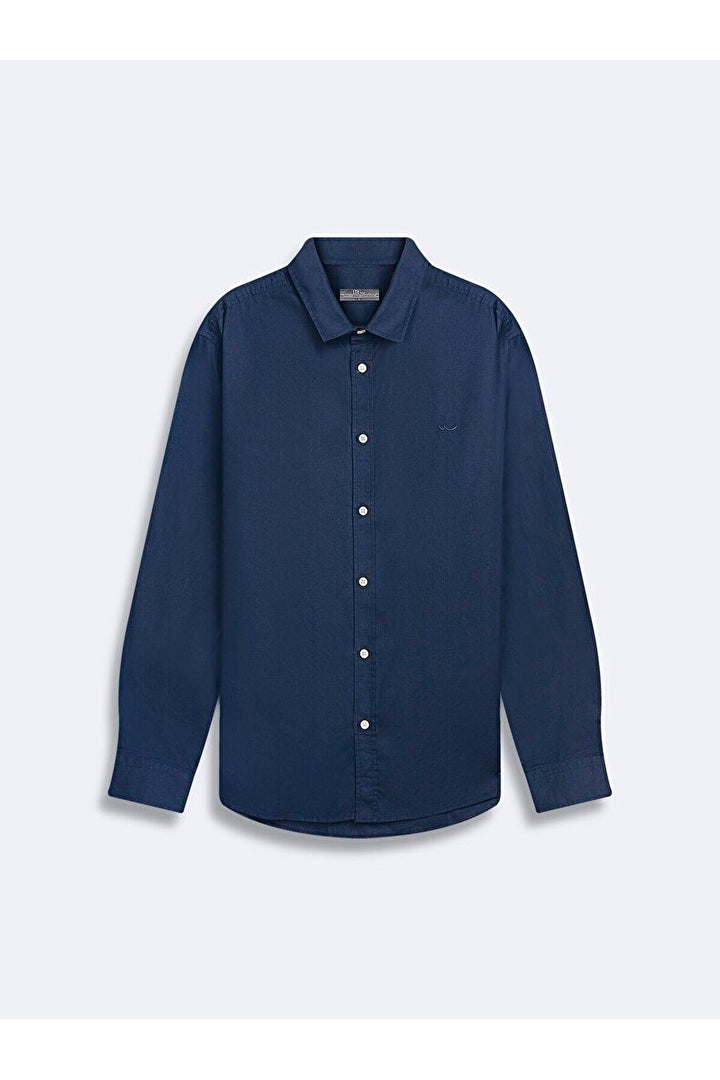 LTB Chemise Oxford bleu marine à manches longues Basıc