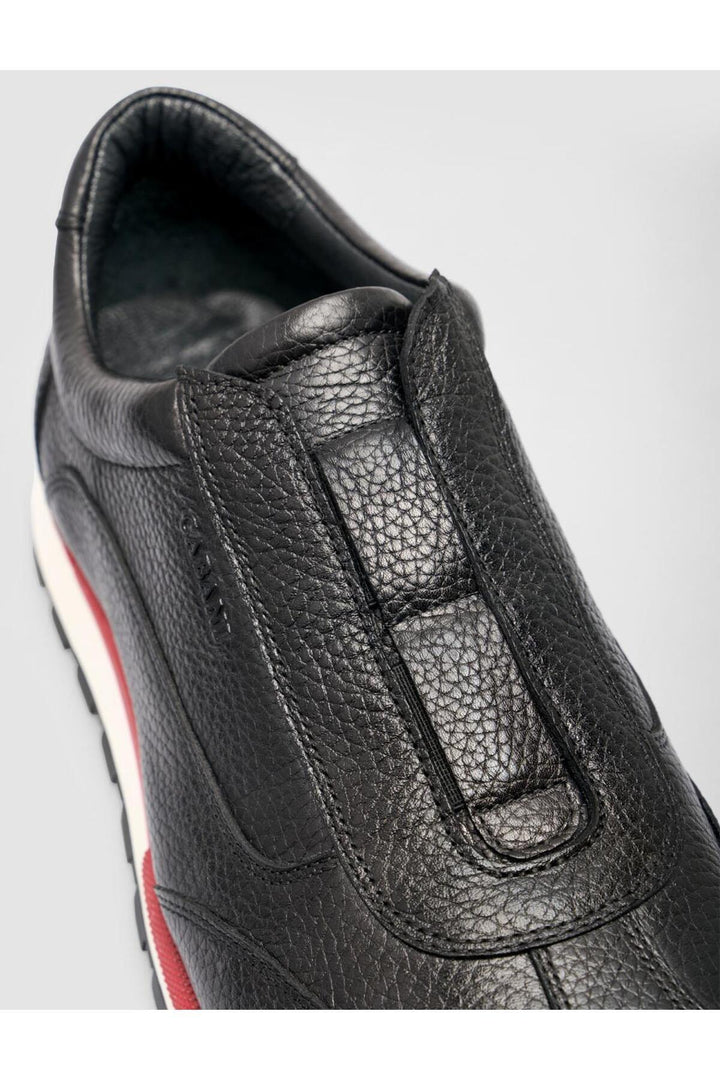Cabani Shoes %100 Cuir véritable Baskets noires pour hommes à semelle rouge - Noir