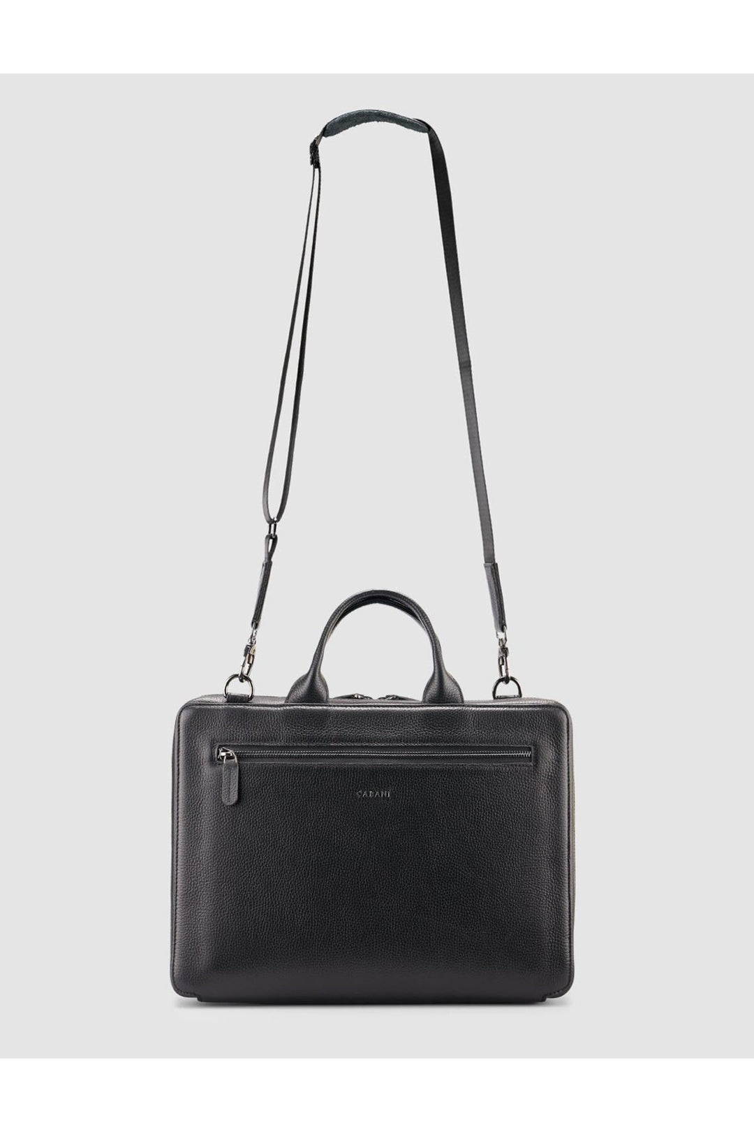 Cabani Shoes Sac en cuir véritable noir à deux compartiments pour documents et ordinateur portable - Noir
