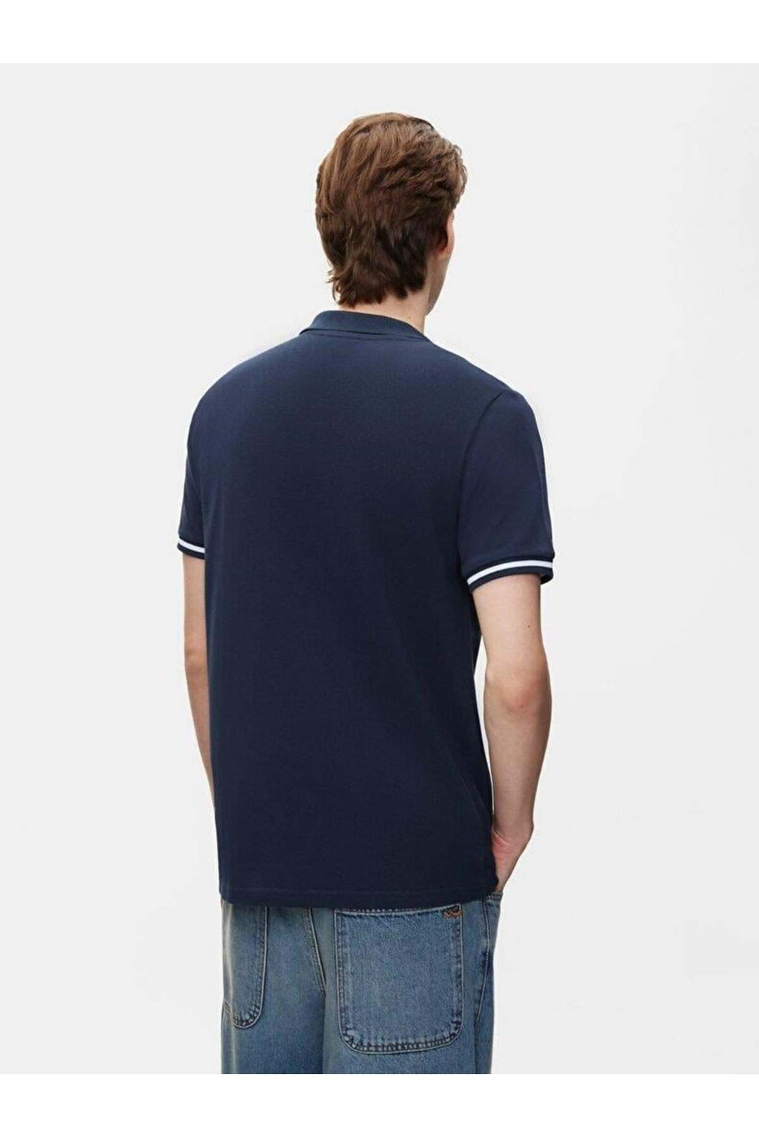 LTB T-shirt bleu marine à manches courtes avec col polo pressé