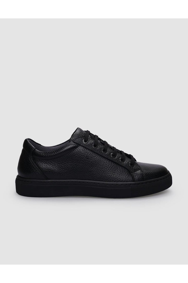 Cabani Shoes Chaussures de sport pour hommes en cuir véritable noires à lacets - Noir