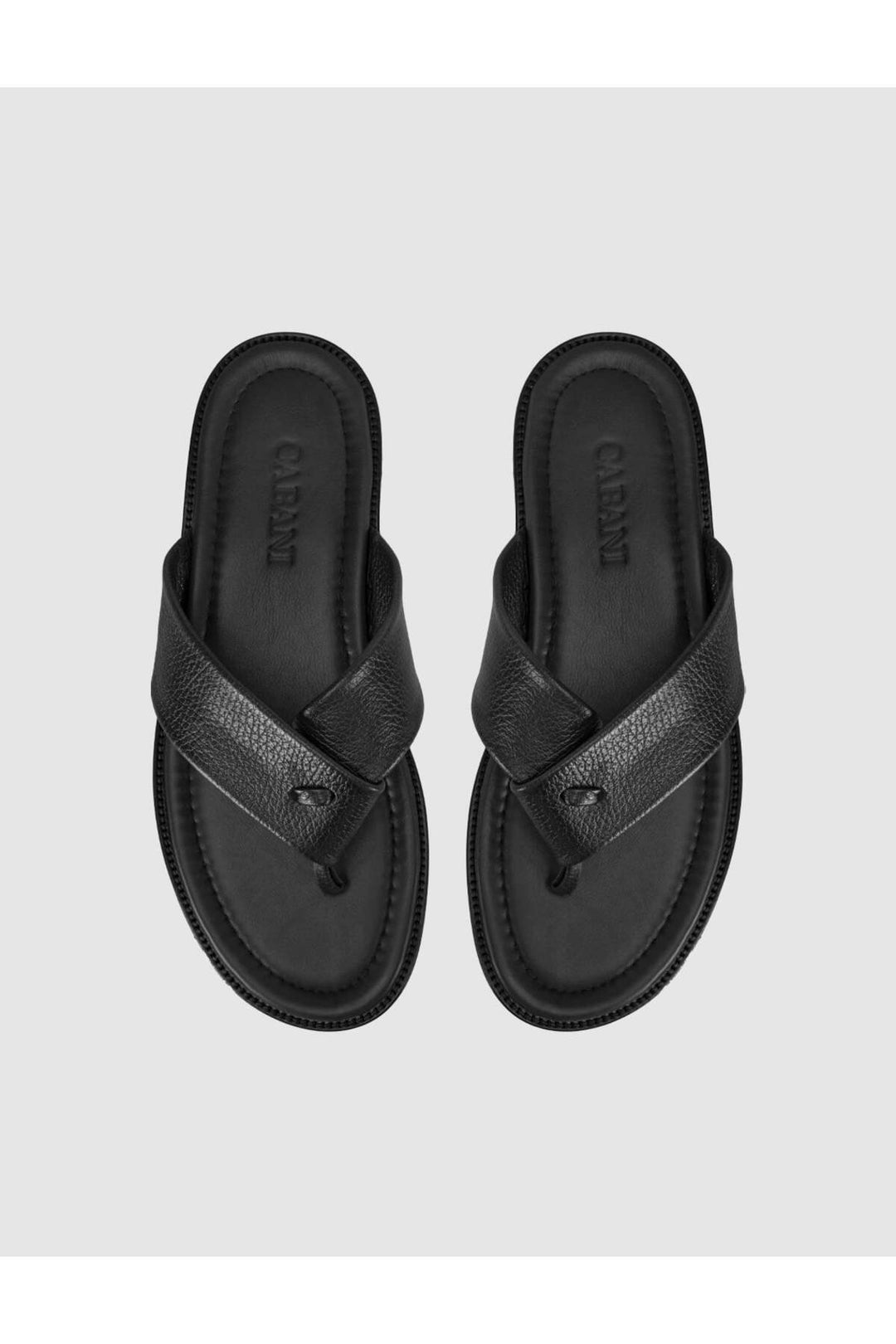 Cabani Shoes Sandales en cuir véritable noires pour hommes à entre-doigts - Noir