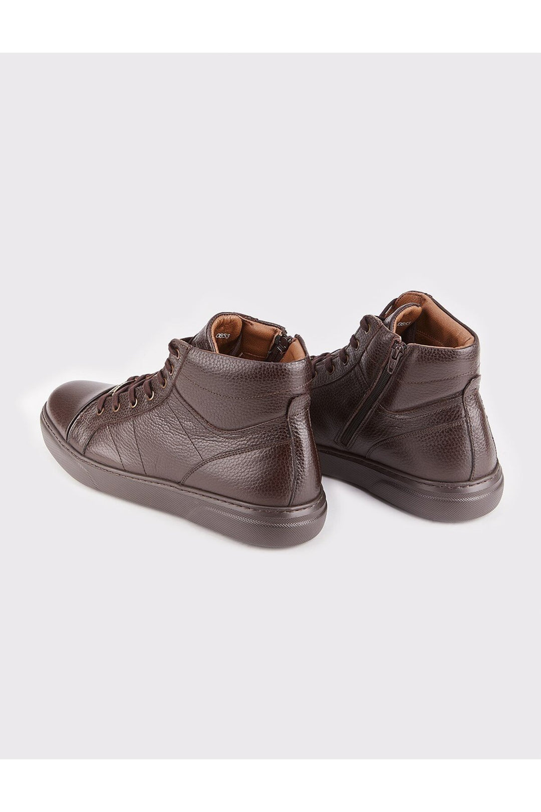 Cabani Shoes Bottines pour hommes en cuir véritable, à design sportif, marron, avec fermeture éclair. - Marron