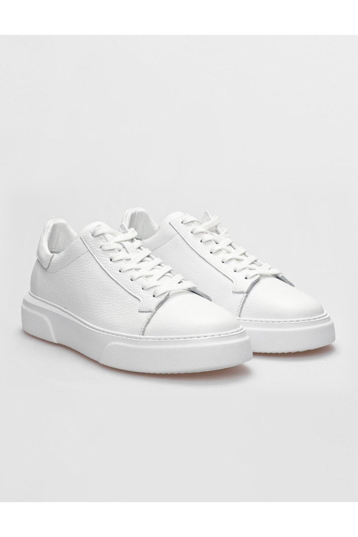 Cabani Shoes Verona Chaussures de sport pour hommes en cuir véritable blanches à lacets - Blanc