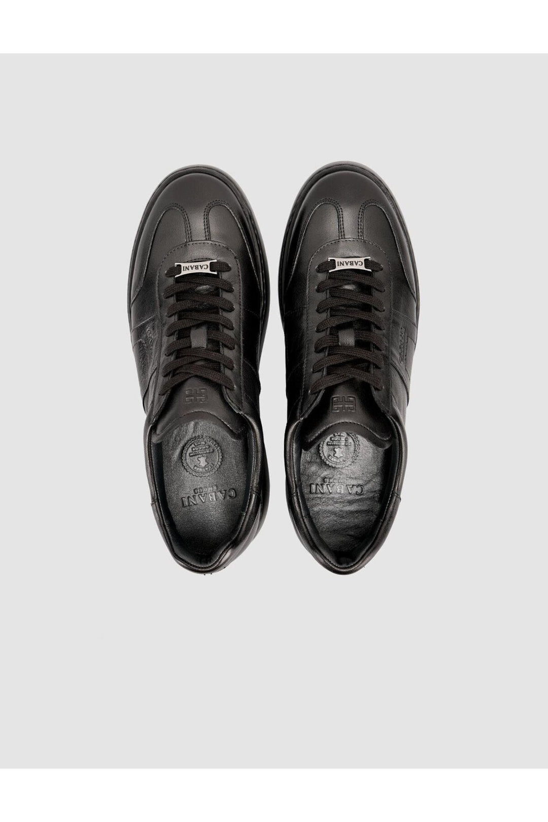 Cabani Shoes %100 Cuir Baskets Noires pour Hommes à Lacets - Noir