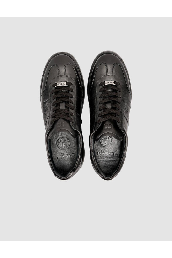 Cabani Shoes %100 Cuir Baskets Noires pour Hommes à Lacets - Noir