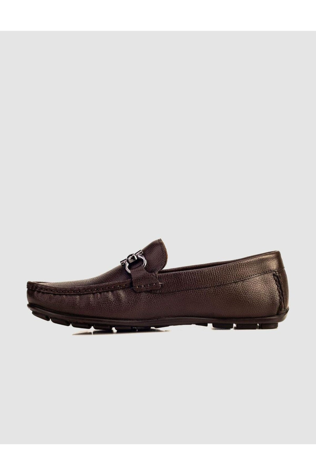 Cabani Shoes Loafer pour homme en cuir véritable marron avec boucle. - Marron