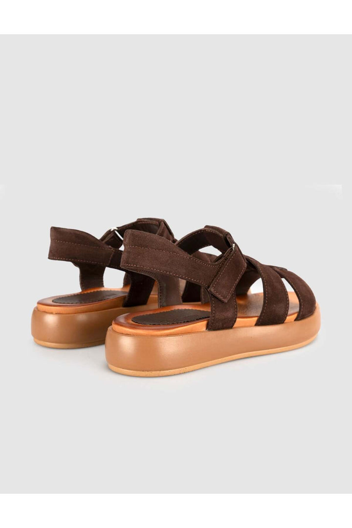 Cabani Shoes Sandales gladiateurs à semelle plateforme en cuir véritable pour femmes marron - Marron