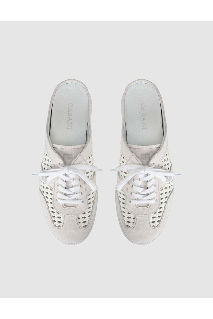 Cabani Shoes Baskets mules femmes en cuir véritable blanc - Multicolore