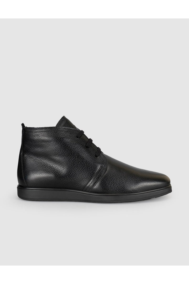 Cabani Shoes Tinano Bottes d'hiver en cuir véritable noires à lacets pour hommes - Multicolore