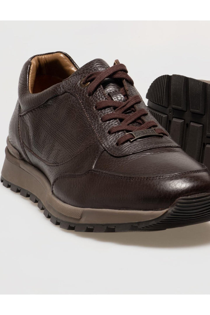 Cabani Shoes Chaussures de sport pour hommes en cuir véritable marron à lacets - Marron