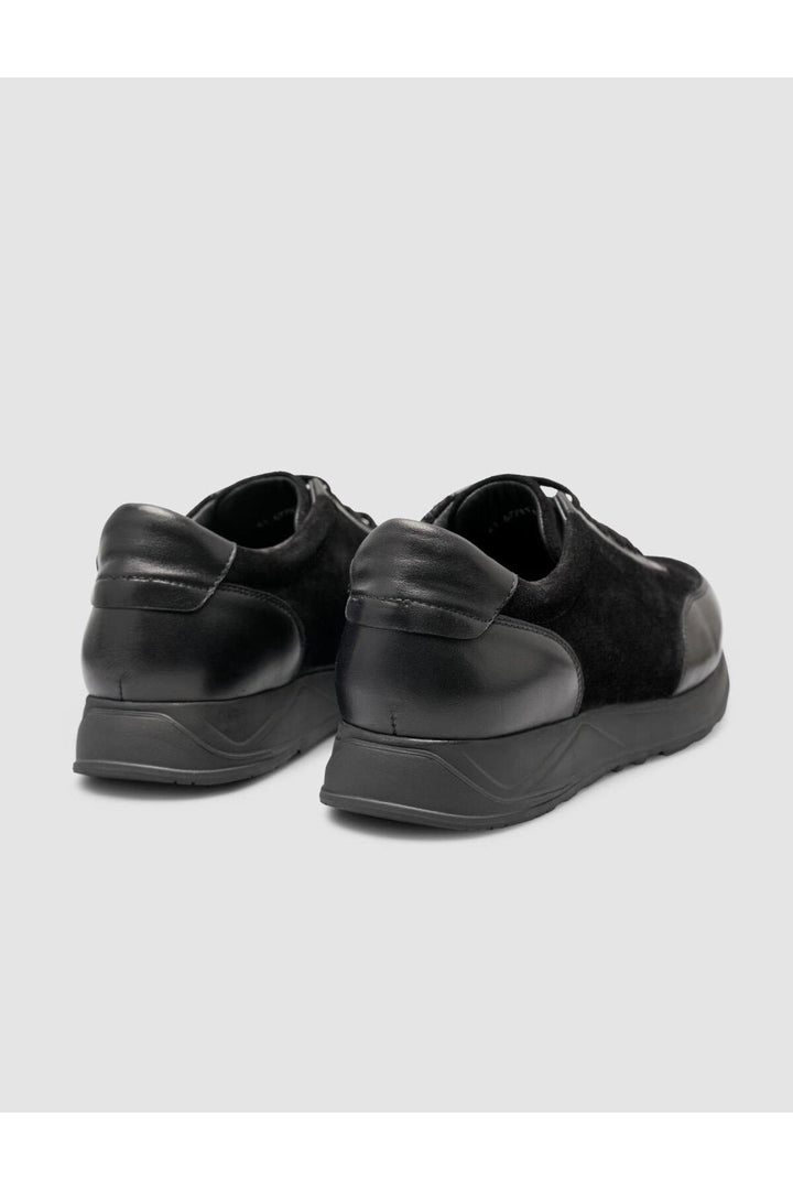 Cabani Shoes Chaussures de sport pour hommes en cuir véritable noir avec détails en daim à 100% - Noir