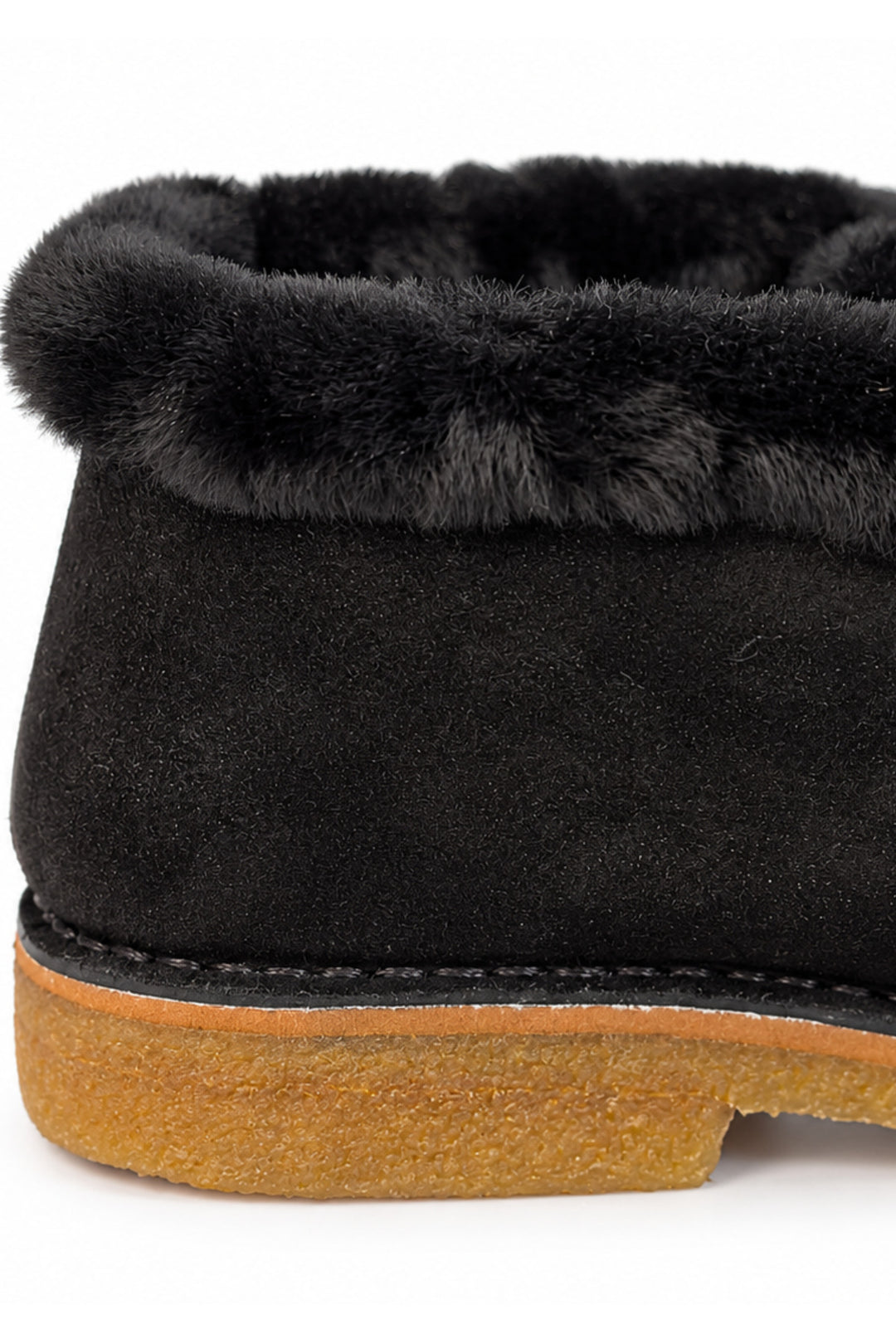 Wavelys GAYA Mocassins en cuir suédé véritable avec doublure en fourrure véritable, semelle en caoutchouc antidérapante, confortables et chauds. - Noir