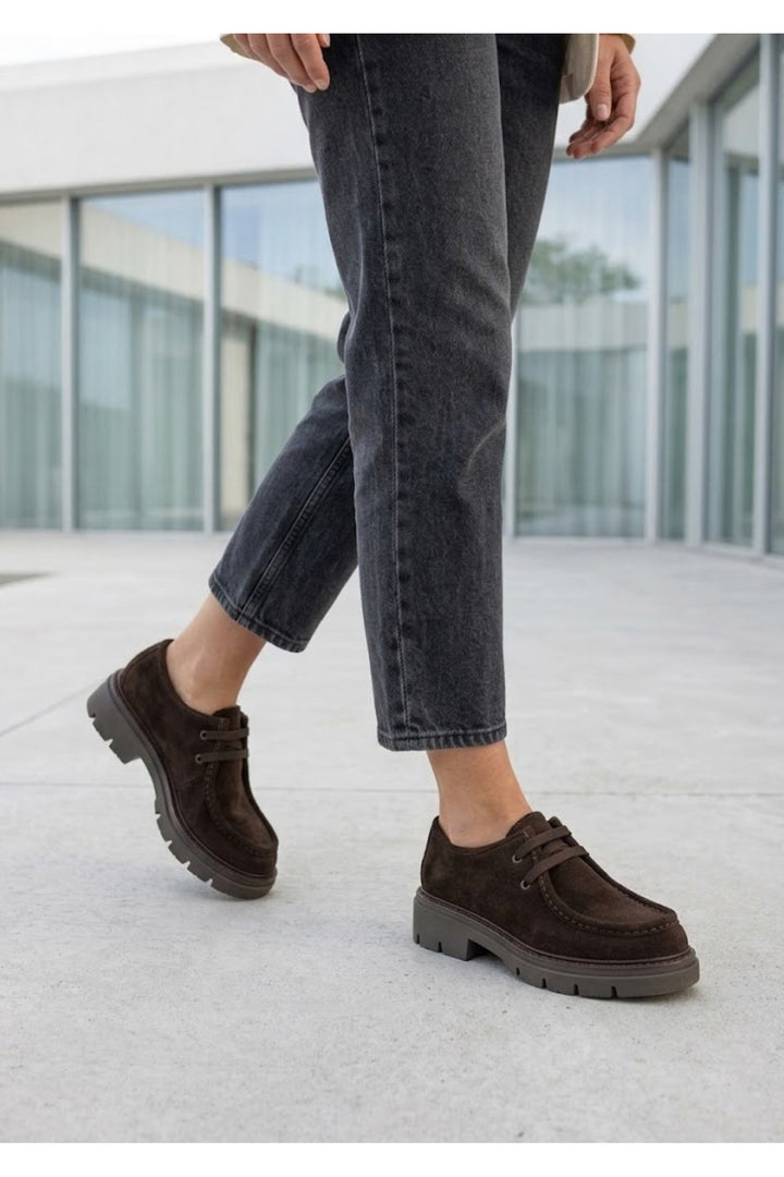 Wavelys ATHENA Mocassins Femme Anatomiques Élégants Confortables en Cuir Suédé Véritable - Marron