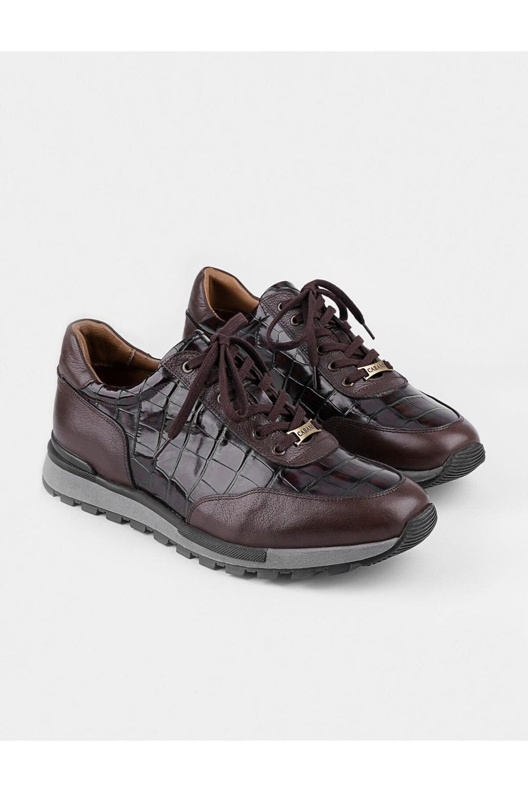 Cabani Shoes Chaussures de sport pour hommes en cuir véritable, marron, à lacets, d'hiver. - Marron
