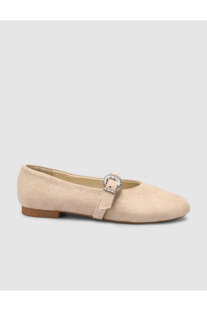 Cabani Shoes Ballerines femmes beige avec détail de boucle en suède Saros - Beige