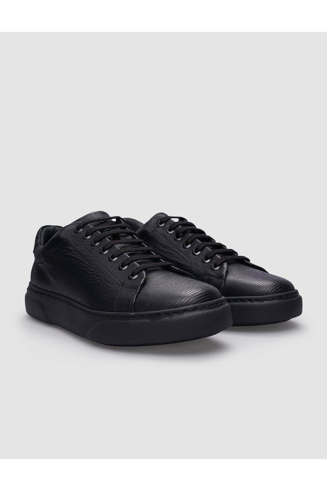Cabani Shoes Chaussures de sport pour hommes en cuir véritable noires à lacets - Noir
