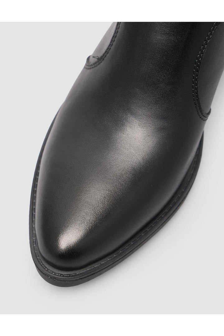 Cabani Shoes Bottines western pour femmes en cuir 100 % noir - Noir