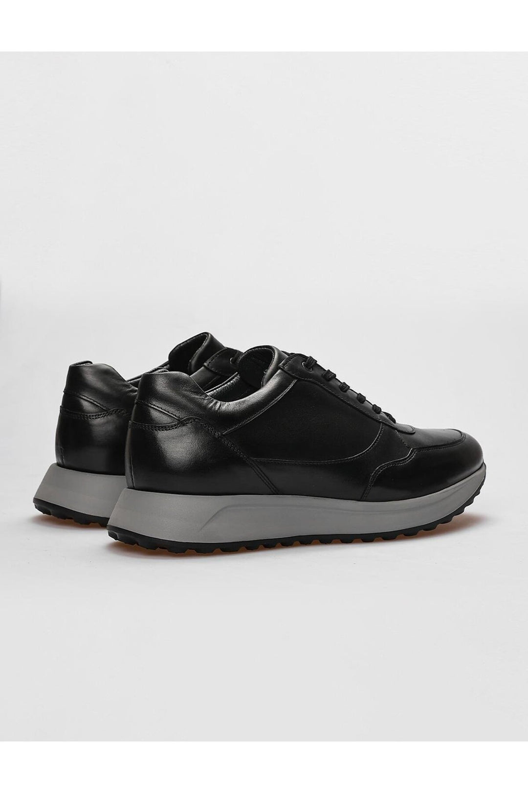 Cabani Shoes Chaussures de sport pour hommes en cuir véritable noires à lacets - Noir