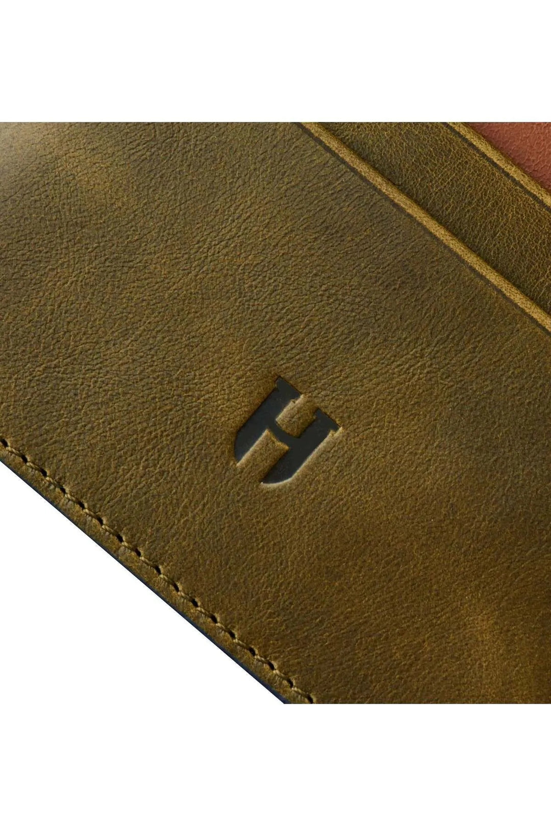 helmbrook Porte-cartes fin en cuir véritable pour homme avec protection RFID Elton Khaki Plus