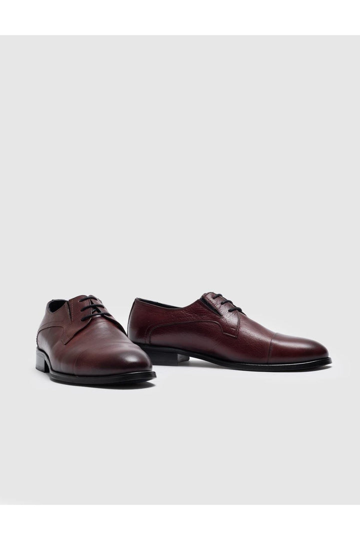 Cabani Shoes Chaussures classiques pour hommes en cuir véritable bordeaux à lacets - Bordeaux
