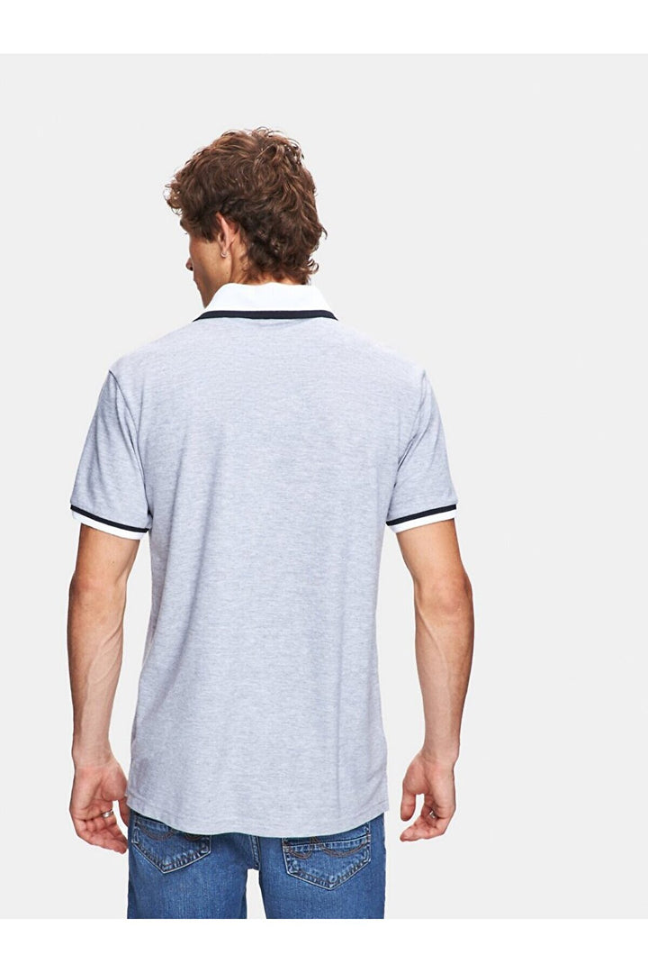 LTB T-shirt gris régulier à col polo pressé
