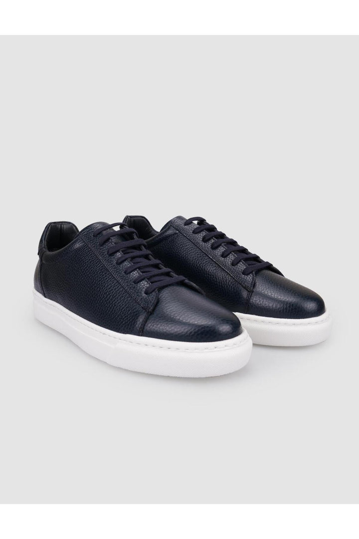 Cabani Shoes Sassari %100 Cuir Véritable Bleu marine Chaussures de Sport pour Homme à Lacets - Bleu marine