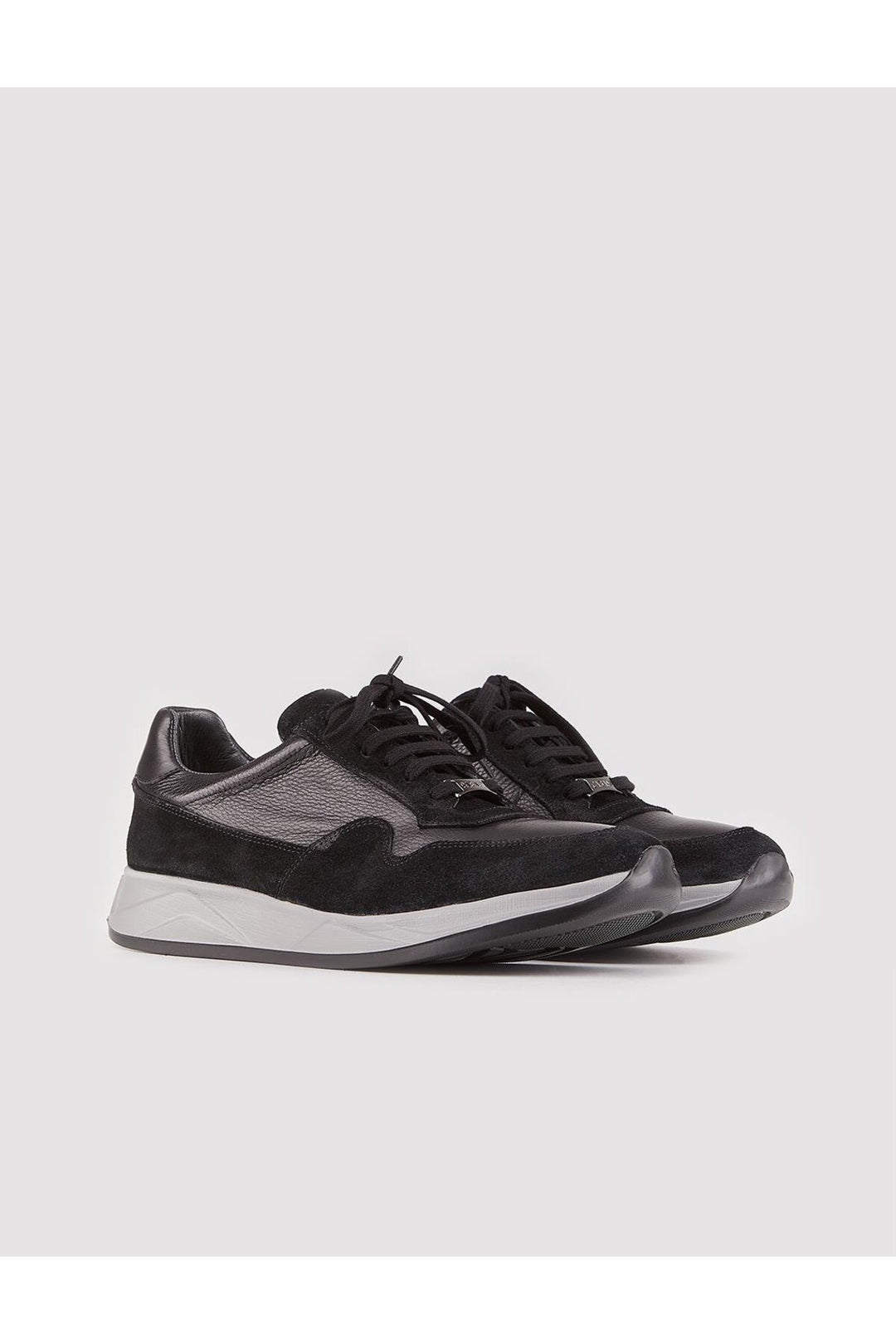Cabani Shoes Chaussures de sport pour hommes en cuir véritable noires à lacets - Noir