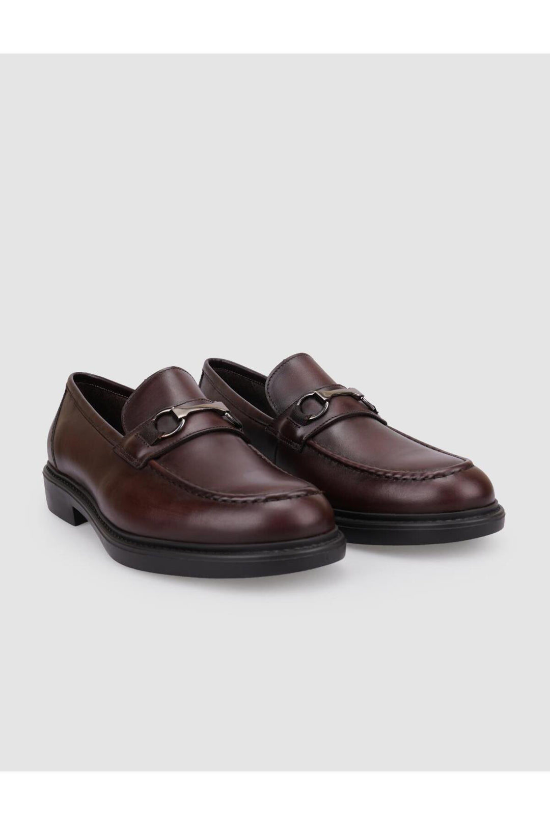 Cabani Shoes %100 Cuir véritable Mocassins pour hommes à boucle marron - Marron