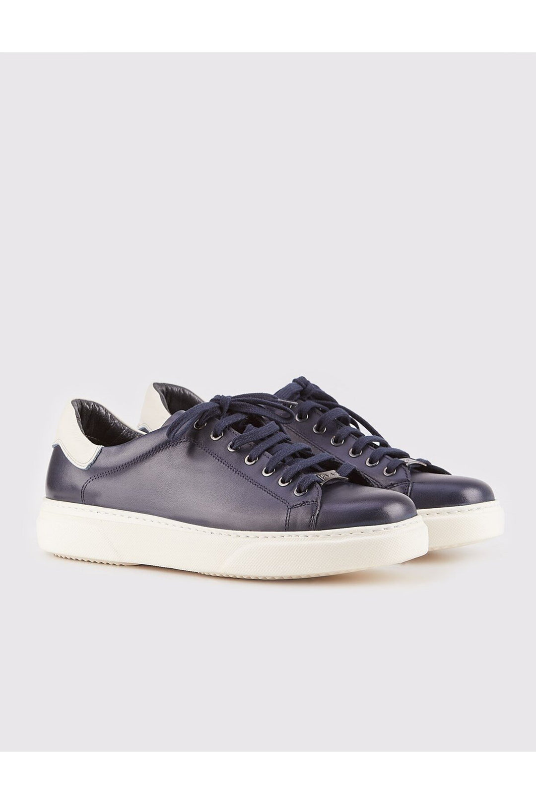 Cabani Shoes Chaussures de sport pour hommes en cuir véritable bleu marine à lacets - Bleu marine