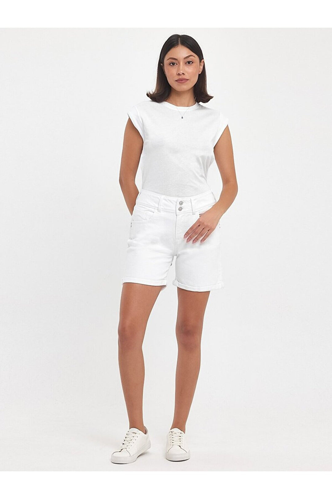LTB Short en jean taille moyenne Rosına - Blanc_100