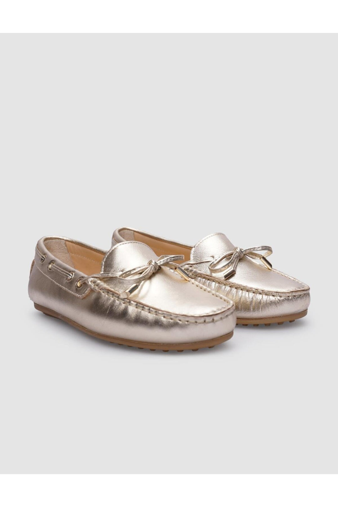 Cabani Shoes Chaussures pour femmes en cuir véritable 100% avec détails en nœud couleur or. - Doré