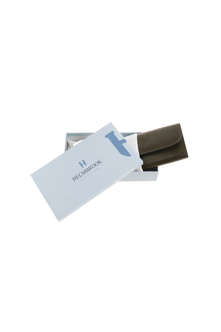 helmbrook Femme Cuir Véritable Grand Portefeuille Fermeture Éclair Protégé par RFID Charlotte Kaki