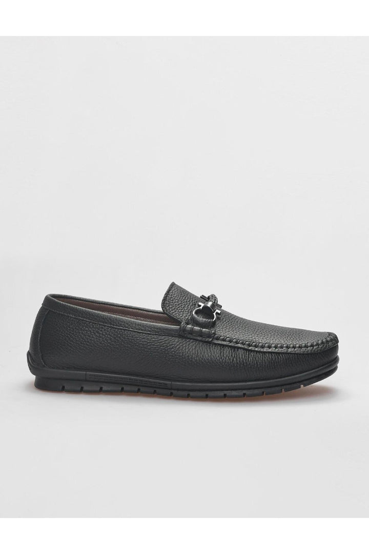 Cabani Shoes Mocassin homme en cuir véritable noir à boucle - Noir