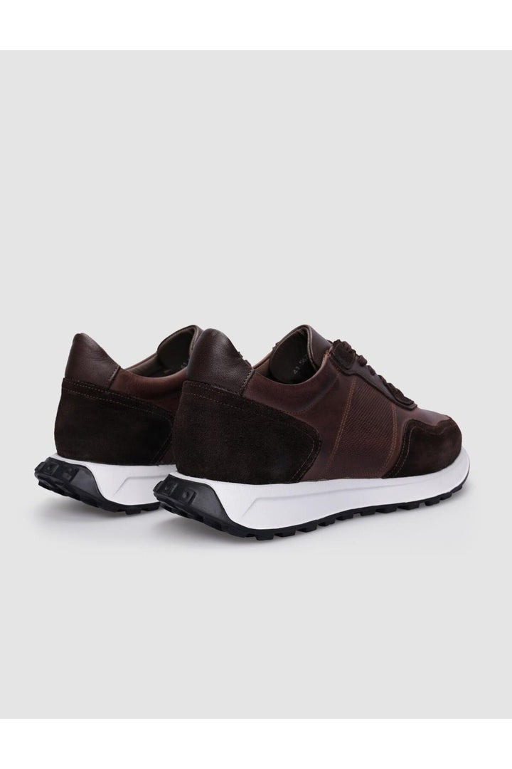 Cabani Shoes %100 Cuir véritable Baskets pour hommes à lacets marron - Marron