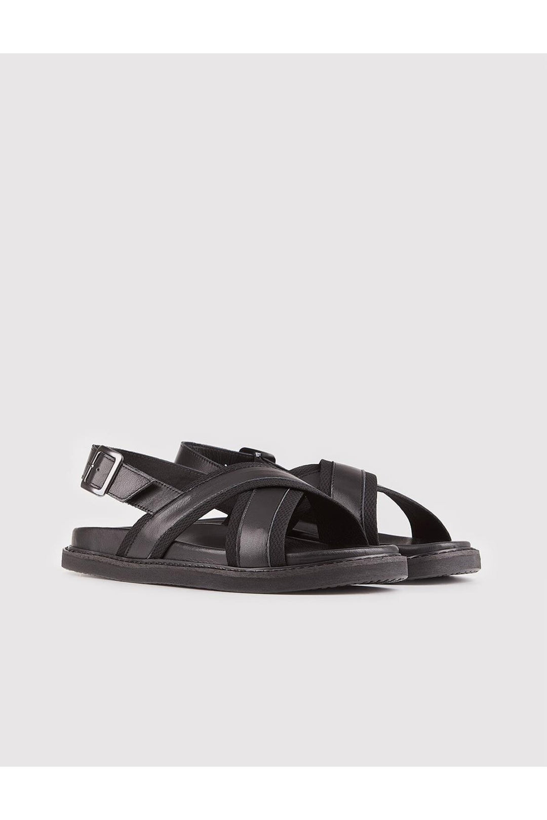 Cabani Shoes Sandales en cuir véritable pour homme avec ceinture à la cheville, noires. - Multicolore
