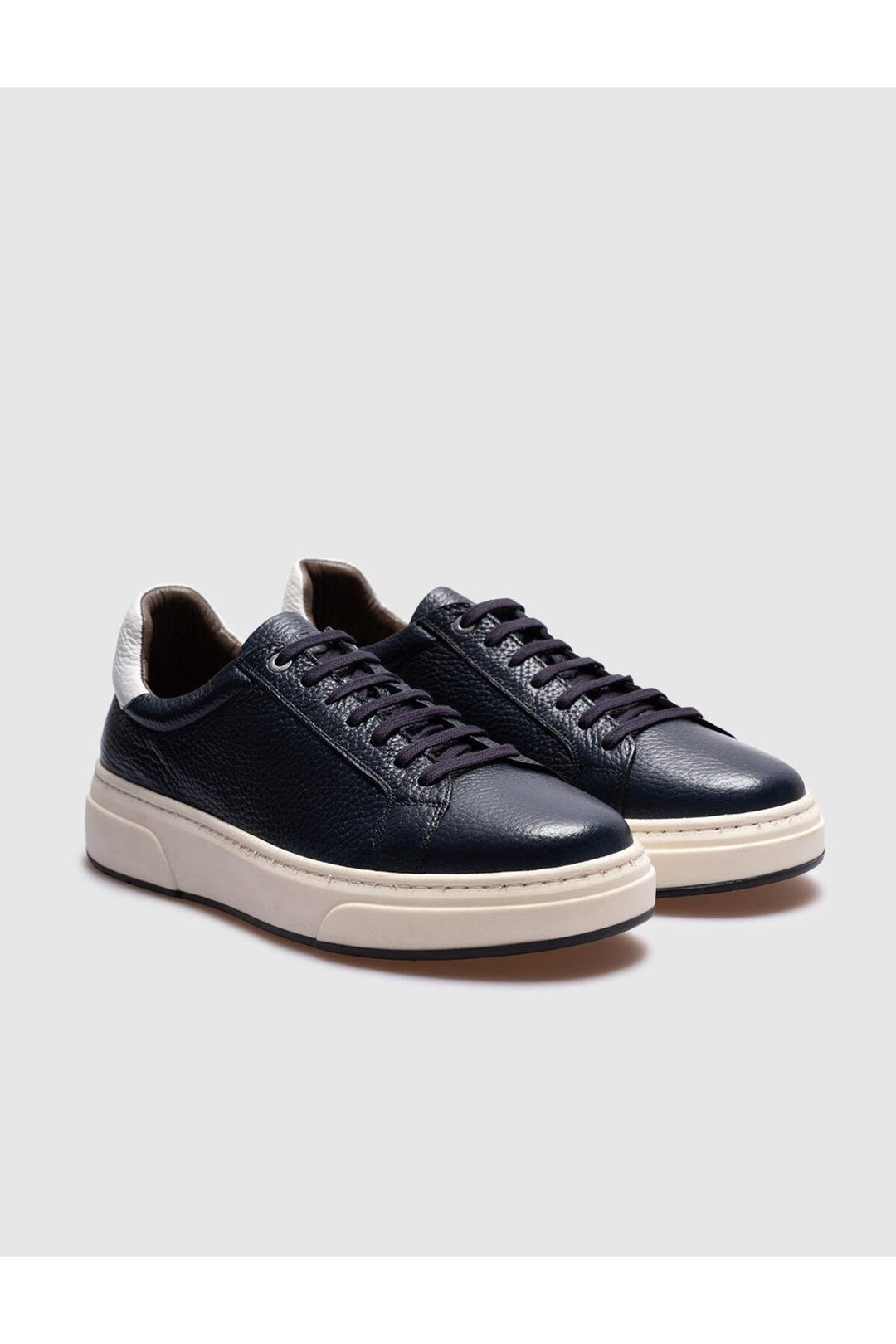Cabani Shoes Chaussures de sport pour hommes en cuir véritable bleu marine à lacets - Bleu marine