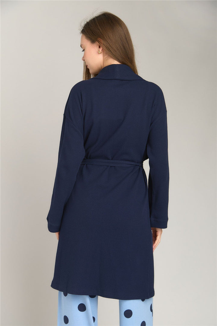 Lovely Things DAKOTA Peignoir court Waffle - Bleu marine