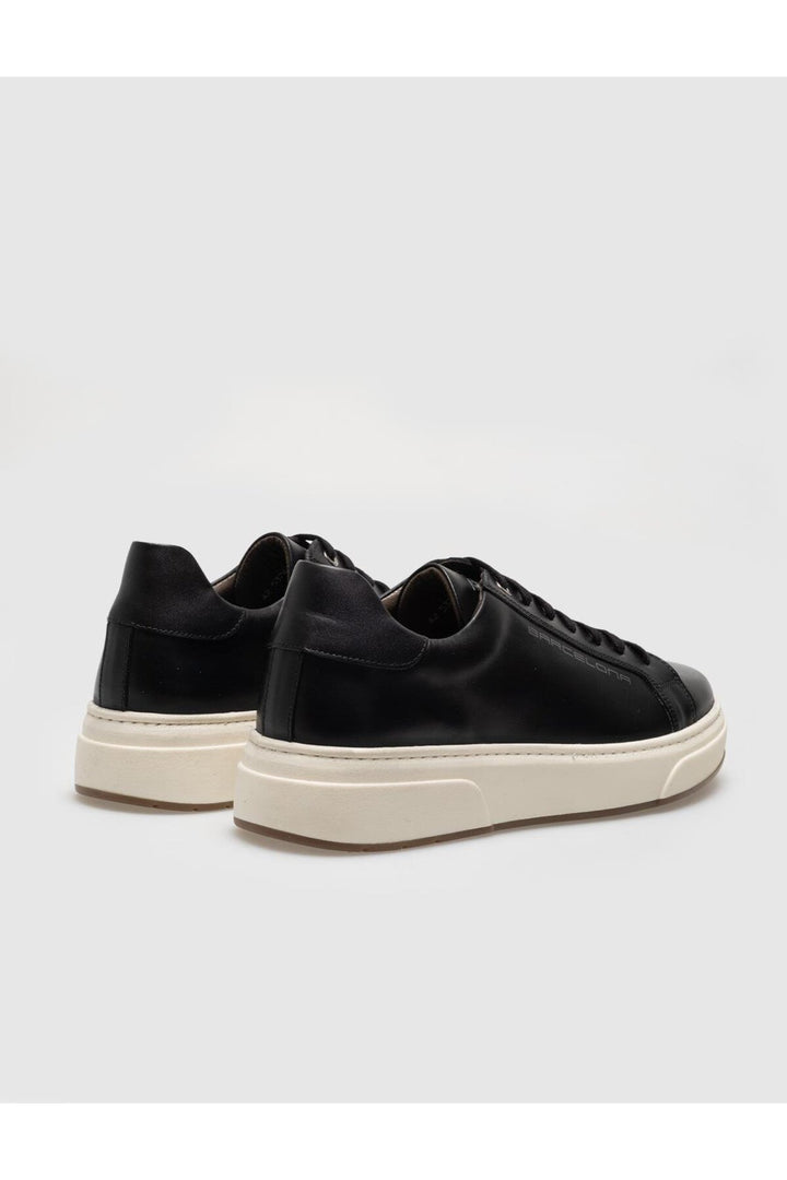 Cabani Shoes Chaussures de sport pour hommes en cuir véritable noires à lacets - Noir
